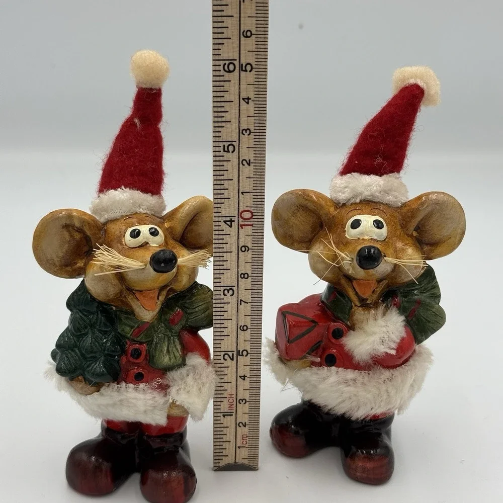 Vintage Set Of‎ Ceramic Santa Mice